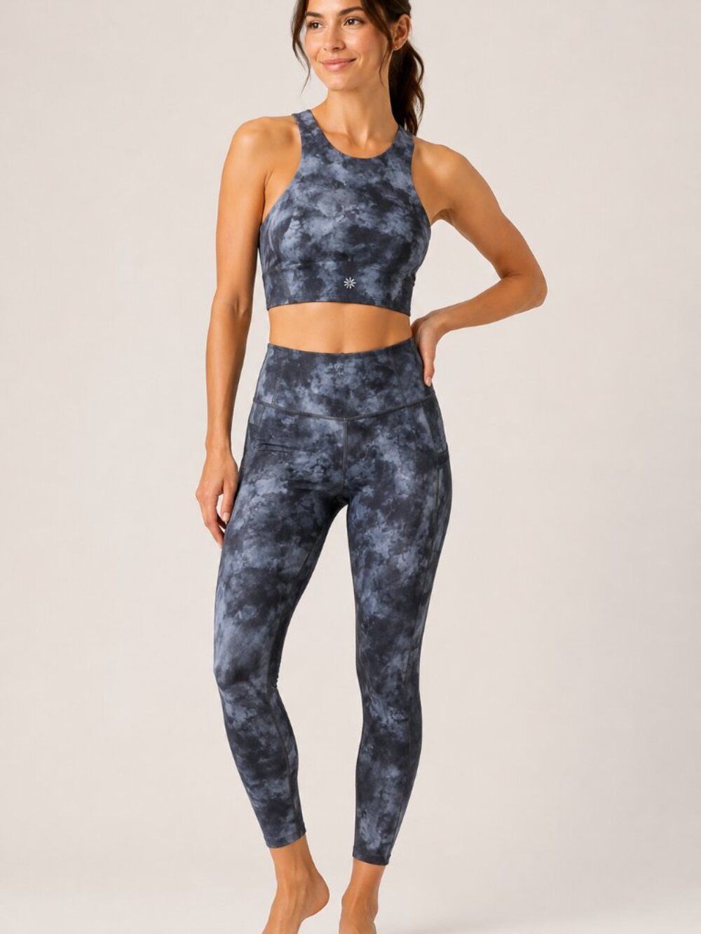 Athleta activewear set in size Small printed tank + Elation Printed 7/8 leggings